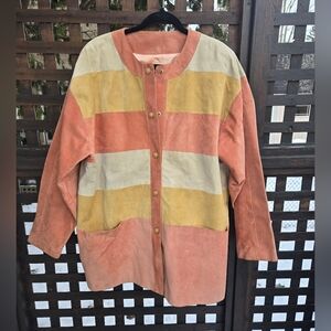 Vintage Suede Colour Block Jacket